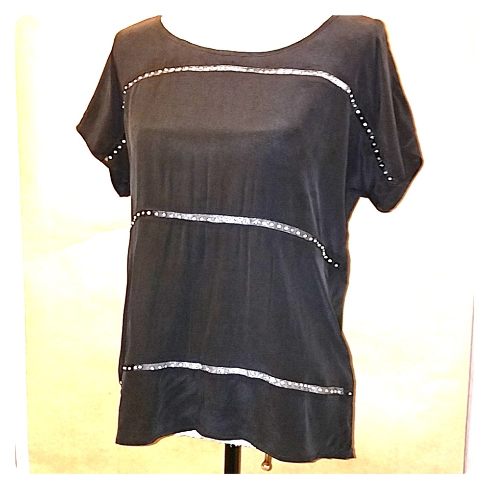 Whisper Light Jewel Striped Cap Sleeve Tee